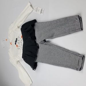 Carters Baby Girl 2Pc Halloween Leggings and Onesie Set 12M black/white/orange
